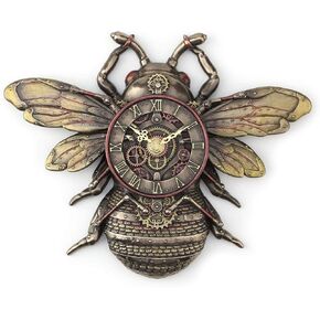 Veronese Design 10 1/4" Steampunk Bee Clock Cold Cast Resin Antique Bronze Finish Wall Sculpture Room Decor