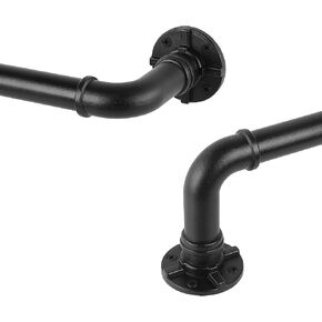 Black Industrial Curtain Rod for Windows 72-144 Inches - Rustic 1 Inch Rod for Indoor or Outdoor Use, Adjustable from 32 to 144 Inches
