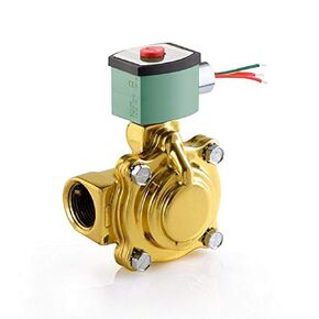 ASCO 8210G004-120/60,110/50 Brass Body Pilot Operated General Service Solenoid Valve, 1" Pipe Size, 2-Way Normally Closed, Nitrile Butylene Sealing, 1" Orifice, 13 Cv Flow, 120V/60 Hz, 110V/50 Hz
