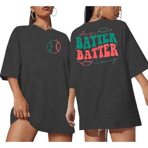 Baseball Shirts Women Oversized: Baseball Mom Tshirt Hey Batter Batter Swing Softball Graphic Tee Ballparks Tops
