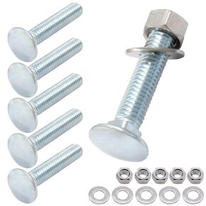 Luomorgo 12 Sets 1/4"-20 x 2 1/2 in. Carriage Bolts, Round Head Square Neck Fully Threaded Screws, Galvanized Steel Carriage Bolts with Hex Nuts, Flat Washers