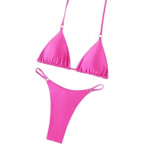 SHENHE Women's 2 Piece Halter Swimsuits Triangle Thong Tie Back Sexy String Bikini Set