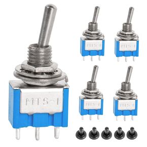 5 Pcs Mini Toggle Switch, 12V/24V/125V/250V, SPST 2 Pin（ON Off）Rocker Toggle Switch with Waterproof Cap, for Automotive Trucks Boats Marine
