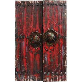 Empire Art Direct "Antique Wooden Doors 1" Mixed Media Hand Painted Iron Wall Sculpture by Primo,Red