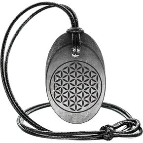 Shungite Pendant Engraving Sacred Geometry Shear The Flower of Life