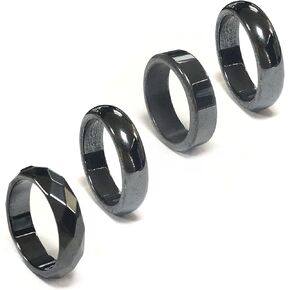 COLORFUL BLING 4Pcs/Set Hematite Finger Knuckle Couple Stackable Rings for Women Men Anxiety Balance Magnet Stone Absorb Negative Energy and Break Friendship Cute for Jewelry Gifts Magnetic