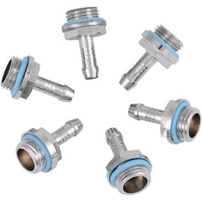 6Pcs G1/4" Barb Fitting Adapter, OD 7.2mm Two-Touch G1/4 Thread Soft Tube Hose Barb Fitting Connector for PC Water Cooling System(7.5mm)