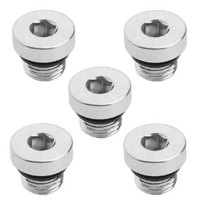 5pcs 1/8 Inch Carbon Steel Sealing Plug with Rubber Gasket Inner Hexagonal Water Pipe Plug for Sealing Hydraulic Oil Pumps Pipeline Sealing and Blockage