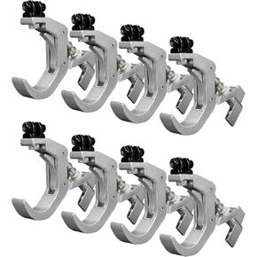 8 Pack Truss Clamp C-Clamp Stage Light Clamp Hook Aluminum Lighting Clamp for Par Light Moving Head Stage Lighting Accessories Silver