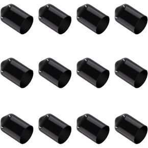 12PCS Rubber End Caps Cover 3/8 inch/9.5mm Black Round Vinyl Plug Bolt Covers Caps Screw Rubber Thread Protector for Metal Tubing, Round Tubing Bolt (Black, 9.5mm Inner Dia)