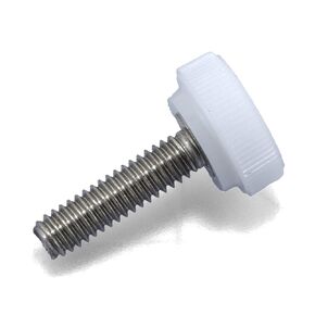 #8-32 x 5/8" Thumb Screw Stainless Steel - White Knurled Round Plastic Knob - Standard/Coarse Thread ThumbScrew - Length: 0.625" - Proudly Built in USA - Package of (10)