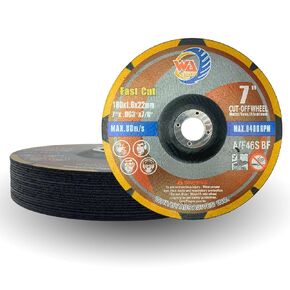WA 25PACK - 7"x1/16"x7/8" inch Depressed Center Ultra Thin Cutting Wheels for Metal & Stainless Steel, Cut-Off Discs Used On Angle Grinder, Diameter 7 inch, Arbor 7/8 inch, Aggressive Cut