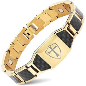 سوار مغناطيسي للرجال لالتهاب المفاصل، سوار من الفولاذ المقاوم للصدأ مصنوع من ألياف الكربون الدينية المسيحية in Kuwait