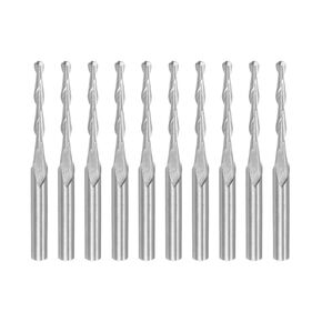 uxcell 10pcs Ball Nose End Mills CNC Router Bits, 1/8" Shank 1/8" (3.175mm) Spiral Upcut 2 Flutes Solid Carbide Cutter Milling Tools for PCB Acrylic Plastic Wood Aluminum