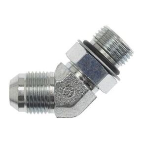 Brennan Industries 6802-10-10-NWO-FG Forged Steel 45 Degree Elbow Tube Fitting, 7/8"-14 SAE x 7/8"-14 SAE Thread, 5/8" Male JIC x 5/8" Male Adjustable O-Ring Boss