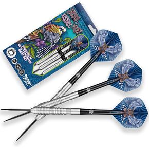 Shot! Darts Steel Tip, Birds of Prey Kestrel (23g/24g/25g/27g), 90% Tungsten Barrel, Handcrafted Professional Dart Set & Flights Made in New Zealand, Metal Tip for Bristle Dartboard