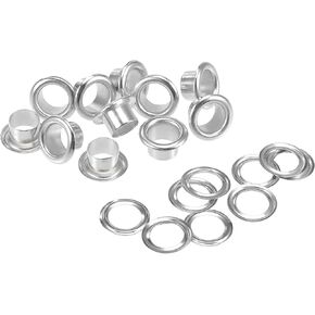 uxcell Grommets Eyelets with Washers Kit, 13.5 x 8 x 7mm Alloy Grommet for DIY or Craft Projects Silver Tone 100 Set