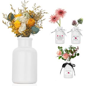 Ceramic Vase - Black, Bottle Shape, 4.7x3.9x4.7 inches, Modern Farmhouse Decor, Holds Water, Ideal for Dried or Fresh Flowers, Table Top, Wedding, Mother's Day Gift