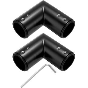 uxcell 2pcs Corner Curtain Rod Connector, 90 Degree Window Curtain Rod Corner with Hex Wrench for 1 Inch Bay Window Curtain Rods, Black