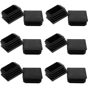 12Pack 1 1/2 1.5Inch Square Black Plastic Plugs, Tubing End Cap Fence Post Pipe Cap Cover Glide Insert Furniture Finishing Plugs for Square Metal Tube