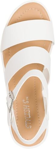 MARIA-S - Womens Open Toe Double Band Chunky Block Heel Lug Sole Platform Sandals With Adjustable Ankle Buckle in Kuwait