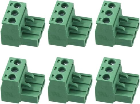 6Pcs Terminal Connector, 5.08mm Pitch 3 Pole PCB Mount PCB Screw, Male & Female 3 Pin Terminal Block for Communication Equipment in Saudi Arabia