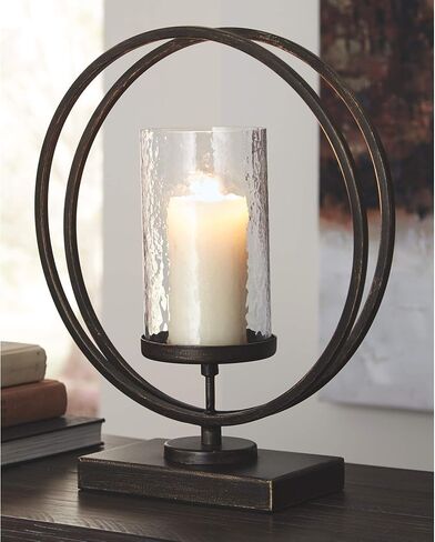Signature Design by Ashley Jalal Antique Decorative Metal & Glass Candle Holder, 16.25 Inches, Gold Finish in Saudi Arabia