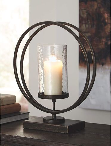 Signature Design by Ashley Jalal Antique Decorative Metal & Glass Candle Holder, 16.25 Inches, Gold Finish in Saudi Arabia