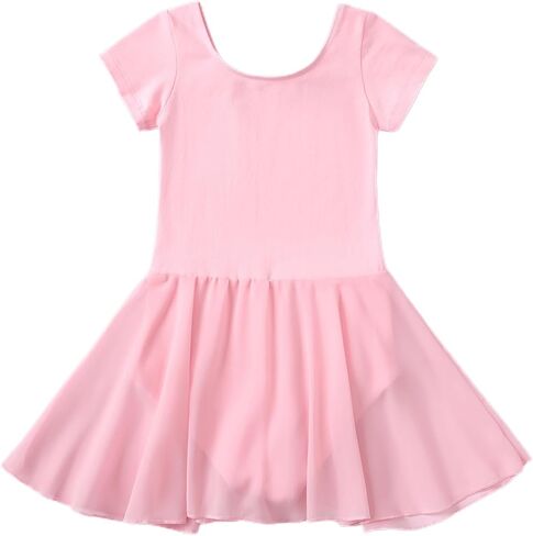 Girls Ballet Dress Leotards Short Sleeve Tutu Skirted Leotard (Toddler/Little/Big girl) in Saudi Arabia
