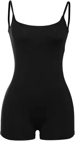 LovelyWholesale Women's Sexy Bodycon Rompers Sleeveless Spaghetti Strap Short Romper in Saudi Arabia