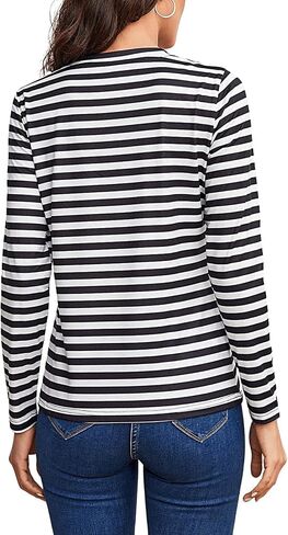 SOLY HUX Women's Striped Long Sleeve Shirts Graphic Print Tees Casual Round Neck T Shirts in Saudi Arabia