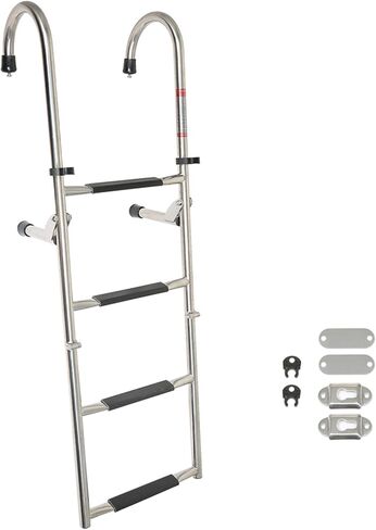 wflnhb 304 الفولاذ المقاوم للصدأ المضادة للانزلاق 2 خطوة + 2 خطوة للطي تلسكوبي سلم للطي قفص الاتهام سلم 400 رطل استبدال للقوارب الطوافات rvs السفن in Kuwait