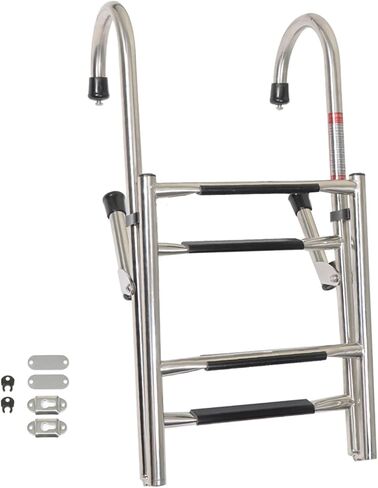 wflnhb 304 الفولاذ المقاوم للصدأ المضادة للانزلاق 2 خطوة + 2 خطوة للطي تلسكوبي سلم للطي قفص الاتهام سلم 400 رطل استبدال للقوارب الطوافات rvs السفن in Kuwait