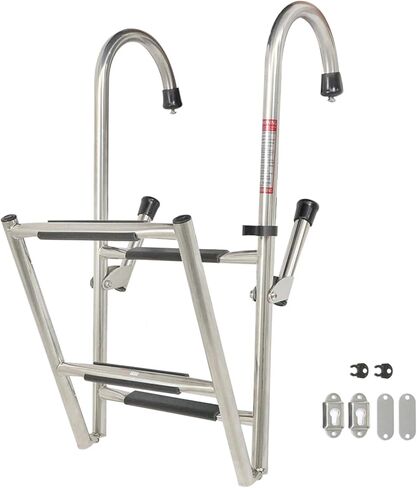 wflnhb 304 الفولاذ المقاوم للصدأ المضادة للانزلاق 2 خطوة + 2 خطوة للطي تلسكوبي سلم للطي قفص الاتهام سلم 400 رطل استبدال للقوارب الطوافات rvs السفن in Kuwait