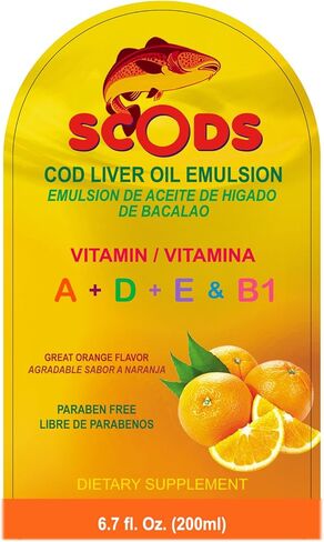 ELP ESSENTIAL مستحلب de Scods Naranja Cod Liver Oil مستحلب برتقالي 200 مل فيتامين A + D + E & B1 in Kuwait