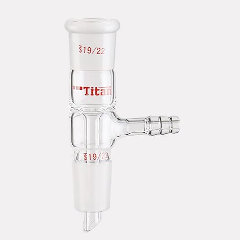 محول خلع الفراغ الزجاجي، ساق قصير مستقيم، مع وصلة 24/40 ووصلة خرطوم 8 مم لتقطير الفراغ in Kuwait