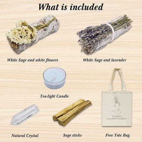 Sage Smudge Bundle - White Sage Smudge Kit - Palo Santo & Sage Sticks Kit - White Sage Bundle - Meditation Accessories & Spiritual Gifts (Energy Cleanse) in Saudi Arabia