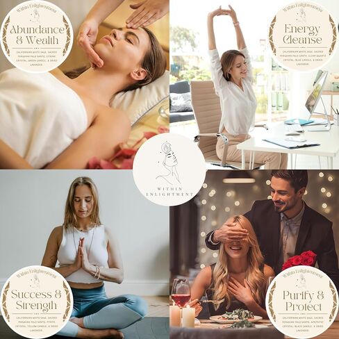 Sage Smudge Bundle - White Sage Smudge Kit - Palo Santo & Sage Sticks Kit - White Sage Bundle - Meditation Accessories & Spiritual Gifts (Energy Cleanse) in Saudi Arabia