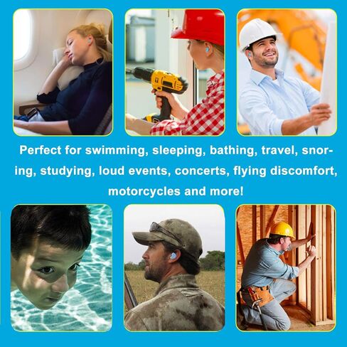 Ear Plugs for Sleeping Noise Cancelling, Reusable Silicone Soft Moldable Waterproof Sound Blocking Earplugs for Swimming, Snoring, Working, Airplanes, Shooting, Musicians, 32dB Highest NRR Blue in Saudi Arabia