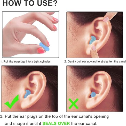 Ear Plugs for Sleeping Noise Cancelling, Reusable Silicone Soft Moldable Waterproof Sound Blocking Earplugs for Swimming, Snoring, Working, Airplanes, Shooting, Musicians, 32dB Highest NRR Blue in Saudi Arabia