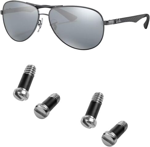 براغي فضية بديلة لـ rayban RB8313 8301 88307 8303 طقم إصلاح النظارات الشمسية (مجموعة من 4)، مفك براغي (فضي) in Kuwait