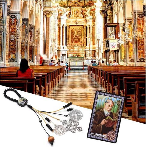 ميداليات سانت بنديكت للباب مع بطاقات صلاة العفو الصليب، مجموعة هدايا كاثوليكية لمباركة المنزل لديكور شماعات باب المنزل الجديد، ميدالا دي سان بينيتو لا كروز ديل بيردون كاتوليكا، إسكابولاريوس كاتوليكوس in Kuwait