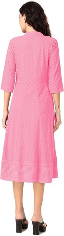 فستان Ladyline النسائي Anarkali Style Kurti Rayon Chikan المطرز Lucknowi Dress Boho in Saudi Arabia