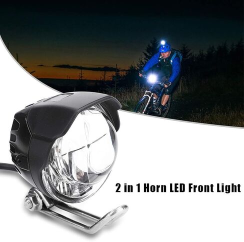 Bike Horn Light, 12V-80V 2 in 1 Horn LED Head Electric Bike Front Light for Electric Bike, Scooter, Etc in Saudi Arabia