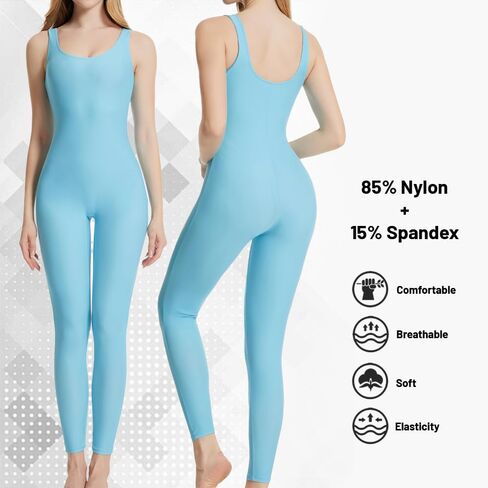 speerise Women's Tank Sleeveless One Piece Jumpsuit Sexy Low U Neck Romper Full Body Yoga Playsuit in Saudi Arabia