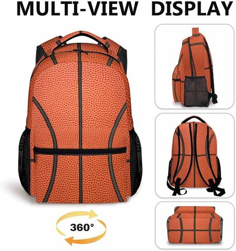 FLEXIMX Basketball Backpack for Girls & Boys, 16 Inch Basketballs Print Backpacks for School, Cute Lightweight Bookbag for Kids in Saudi Arabia