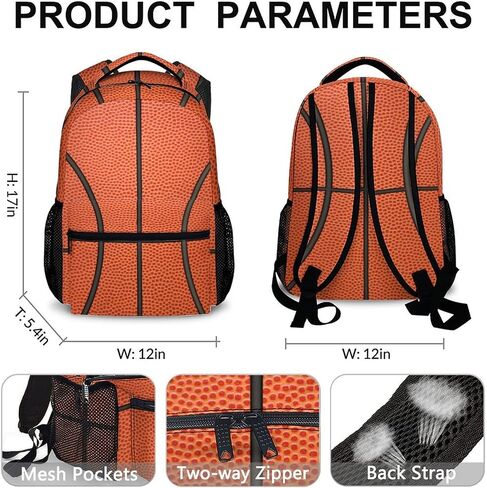 FLEXIMX Basketball Backpack for Girls & Boys, 16 Inch Basketballs Print Backpacks for School, Cute Lightweight Bookbag for Kids in Saudi Arabia
