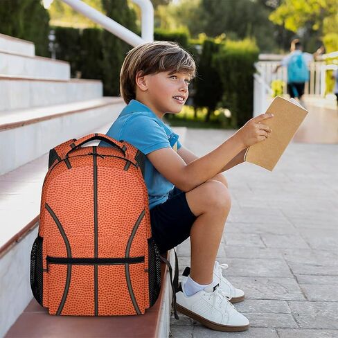 FLEXIMX Basketball Backpack for Girls & Boys, 16 Inch Basketballs Print Backpacks for School, Cute Lightweight Bookbag for Kids in Saudi Arabia