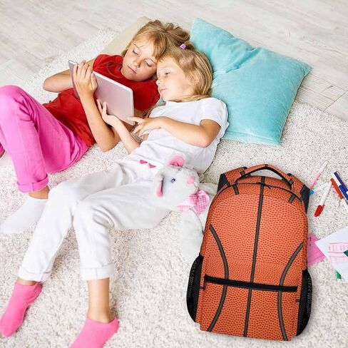 FLEXIMX Basketball Backpack for Girls & Boys, 16 Inch Basketballs Print Backpacks for School, Cute Lightweight Bookbag for Kids in Saudi Arabia