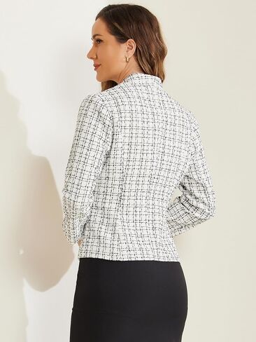 Allegra K Plaid Tweed Blazer for Women's Long Sleeve Open Front Work Office Jackets in Saudi Arabia